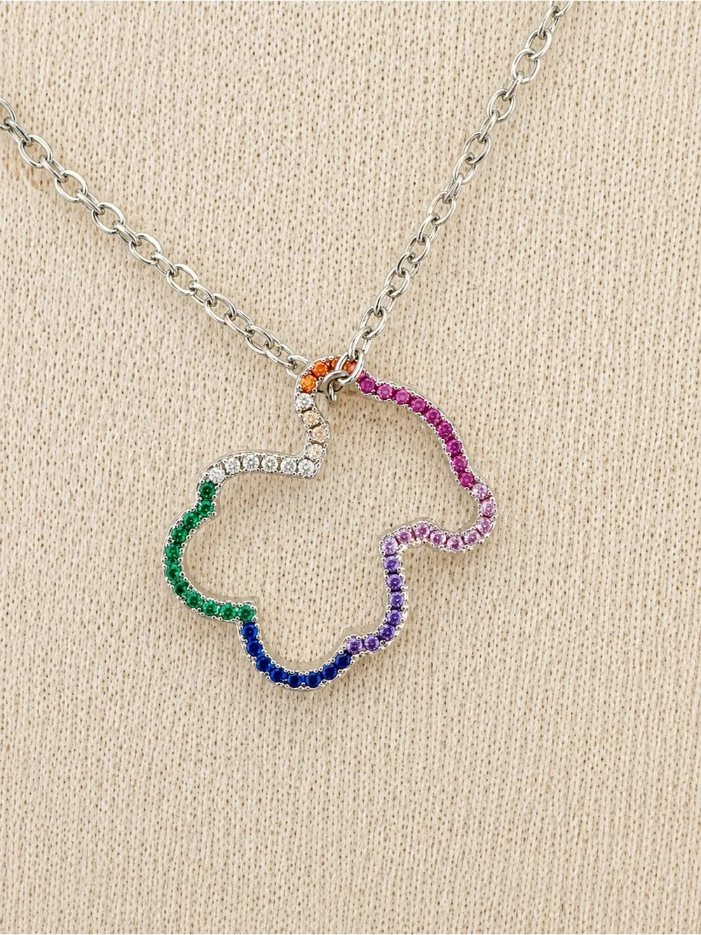 Multicolor Clover Pendant Necklace bear 45 cm